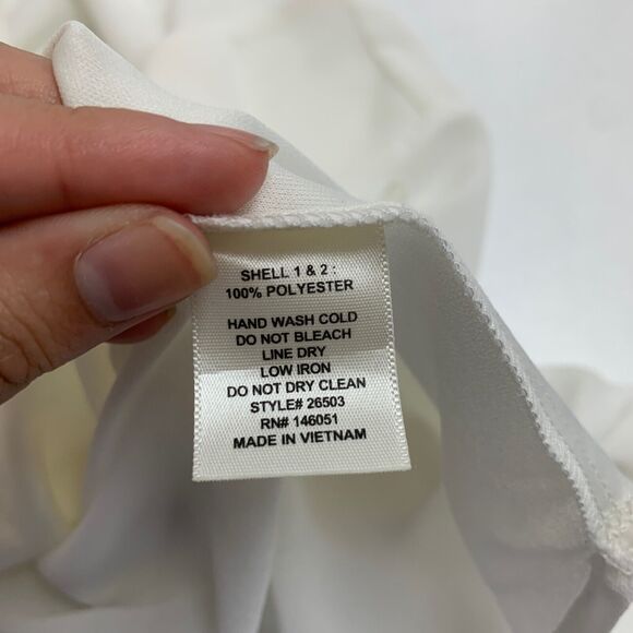 Monteau Blouse Women XS Extra Small White Split Front Chiffon Layer Short Sleeve - Picture 12 of 14